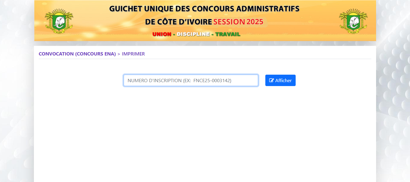 Côte d’Ivoire : Rétriait des convocations concours ENA 2026